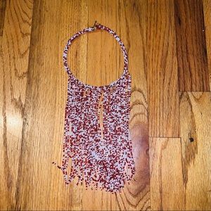 Red and white beaded necklace